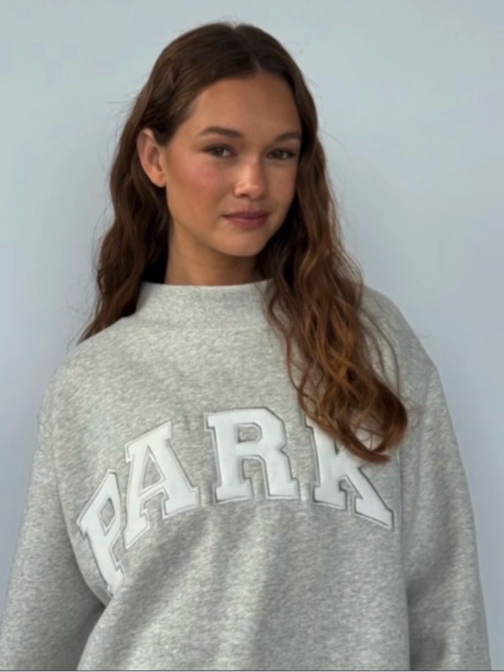 PARKE Varsity Mockneck Gray White Metallic Women's Cozy Soft Sweatshirt NWT S/M